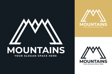 Mountains logo with letter m vector design 