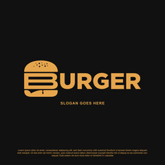 Creative burger lettering logo design vector. Label for menu design restaurant or cafe