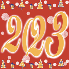 2023,new year,congratulations on the year 2023,christmas tree,gift,snowflakes,snowman,deer,heart,star,man,christmas, pattern, water, vector, design, snow, illustration, snowflake, winter, drop, vector
