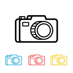 Photo camera icon line style isolated on on white background. Vector Illustration