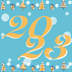 2023,new year,congratulations on the year 2023,christmas tree,gift,snowflakes,snowman,deer,heart,star,man,christmas, pattern, water, vector, design, snow, illustration, snowflake, winter, drop, vector