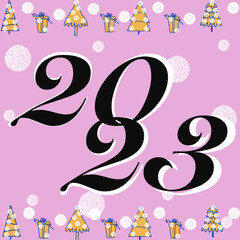 2023,new year,congratulations on the year 2023,christmas tree,gift,snowflakes,snowman,deer,heart,star,man,christmas, pattern, water, vector, design, snow, illustration, snowflake, winter, drop, vector
