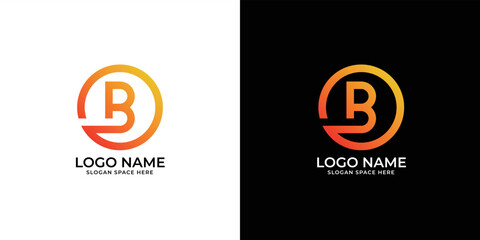 b letter logo with circle shape vector design
