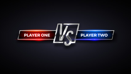 VS Versus Battle headline Modern banner template, Red and Blue shiny background, Fight Game, Game Interface. Vector - obrazy, fototapety, plakaty