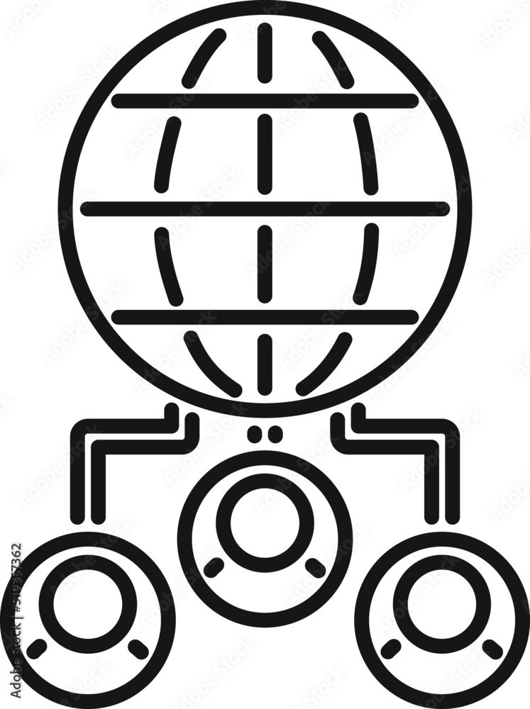 Poster global customer database icon outline vector. crm data