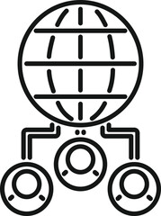 Naklejka premium Global customer database icon outline vector. Crm data