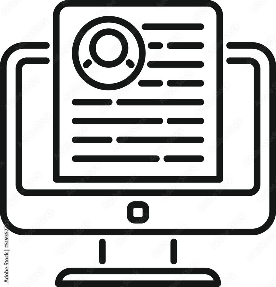 Poster monitor system icon outline vector. platform database