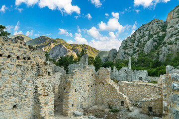 Fototapeta na wymiar Close up photo of Olympos beach and ruins in Olympos ancient city in Antalya.