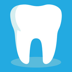 Clean teeth. Dental health concept. Vector illustration isolated on a blue background.