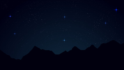 gradienr starry night background and mountain