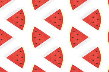 Watermelon seamless pattern. Fruit and berry seamless watermelon background. Juicy cute pattern 3d-rendering