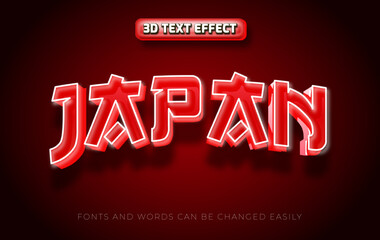 Japan red 3d editable text effect style - obrazy, fototapety, plakaty