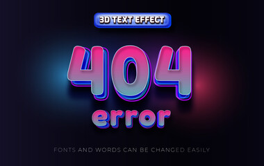 404 error internet 3d editable text effect style