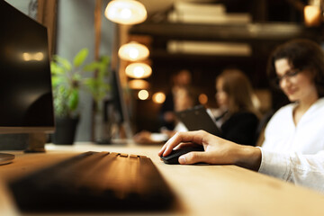 Close-up image of computer keyboard and mouse. Office worker, employee working on new project