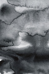 Vector vertical dark black and grey watercolor paint background, decorative brushstrokes of abstract liquid paint flow texture on paper