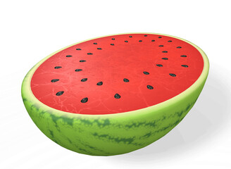 Half watermelon with isolated on white background 3d-rendering