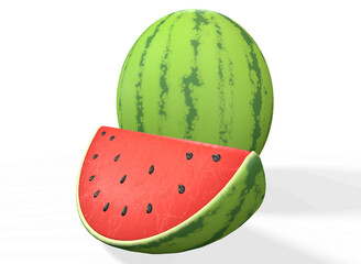 Slices of watermelon on white background 3d-rendring