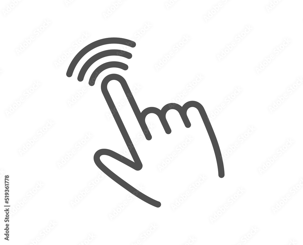 Poster hand cursor line icon. click action sign. finger pointer symbol. quality design element. linear styl