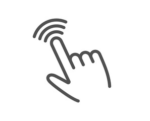 Hand cursor line icon. Click action sign. Finger pointer symbol. Quality design element. Linear style cursor icon. Editable stroke. Vector