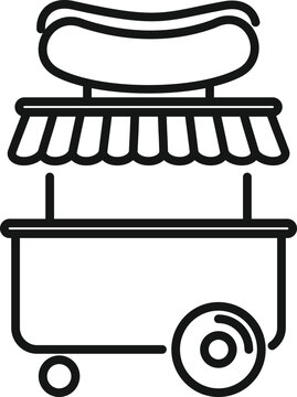 Park Hotdog Cart Icon Outline Vector. Food Stand