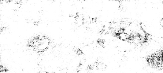 Monochrome texture composed of irregular graphic elements. Distressed uneven grunge background. Abstract vector illustration. Overlay for interesting effect and depth. Isolated on white background.