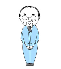 泣きながらお礼するおじさんのイラスト