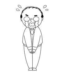 泣きながら謝罪するおじさんのイラスト