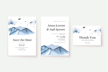 Mountain Scenery Watercolor Wedding Invitation