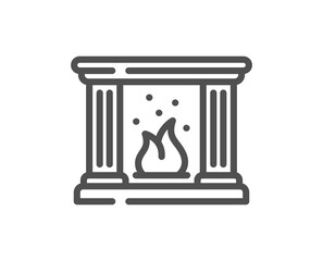 Fireplace line icon. Fire furniture sign. Home chimney symbol. Quality design element. Linear style fireplace icon. Editable stroke. Vector