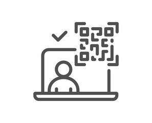 Qr code line icon. Scan barcode sign. Online identification symbol. Quality design element. Linear style qr code icon. Editable stroke. Vector