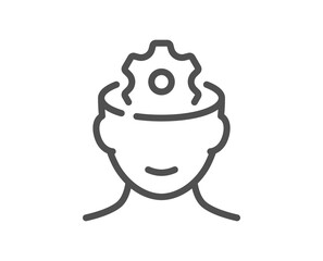 Fototapeta premium Brain working line icon. Psychology therapy sign. Mental health symbol. Quality design element. Linear style brain working icon. Editable stroke. Vector