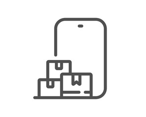Online storage line icon. Internet delivery sign. Mobile device service symbol. Quality design element. Linear style online storage icon. Editable stroke. Vector