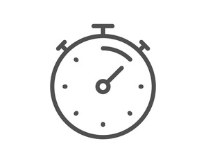 Timer line icon. Stopwatch time sign. Countdown clock symbol. Quality design element. Linear style timer icon. Editable stroke. Vector