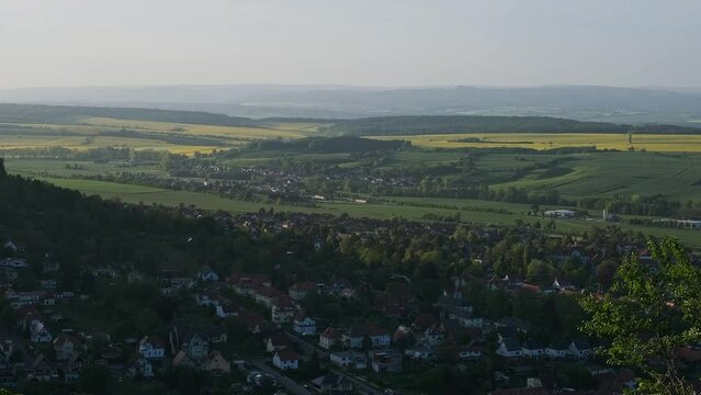 Beautiful View Of Small Town in spring time. Bleicherode, Deutcshland.