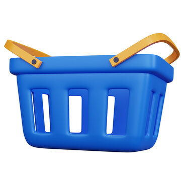 3d rendering shopping cart blue isolated
