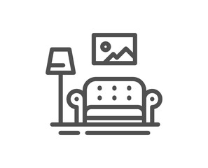 Furniture line icon. Home interior sign. Living room symbol. Quality design element. Linear style furniture icon. Editable stroke. Vector