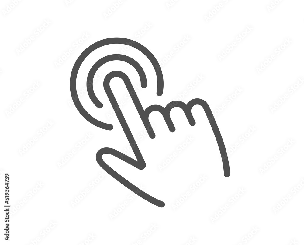 Poster hand cursor line icon. click action sign. finger pointer symbol. quality design element. linear styl