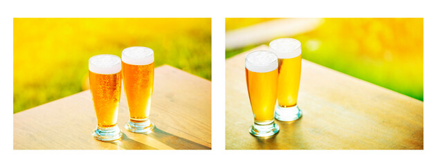 Set of beer Glass on a table