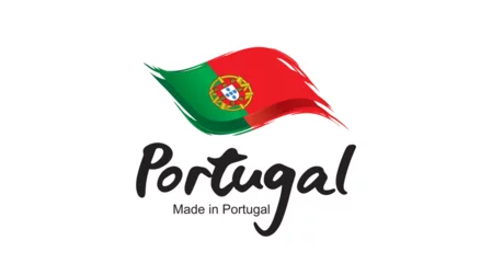 Fotobehang Made in Portugal new handwritten flag ribbon typography lettering logo label banner © simbos