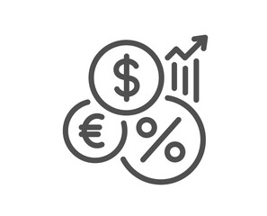 Inflation line icon. Money tax rate sign. Financial interest symbol. Quality design element. Linear style inflation icon. Editable stroke. Vector