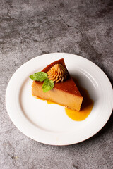 Flan . Quesillo. creme brulee. Milk and egg dessert. Egg tart. Dessert. Candy.