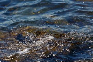 Waves hit a rock in the sea