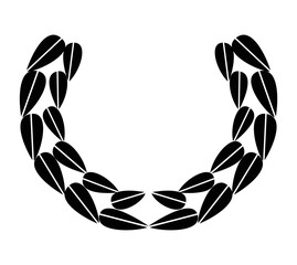 Vintage laurel wreath. Black silhouette circular sign depicting an award achievement heraldry, nobility, emblem. Laurel wreath award, winning, prize or victory