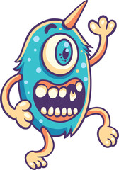 Blue Monster with One Eye and Horn