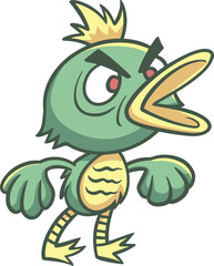 Angry Green Duck Monster Illustration