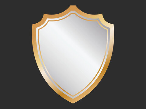 Blank Security Shield Or Badge Element On Black Background.