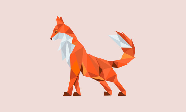 geometric fox logo template,low poly, polygonal design