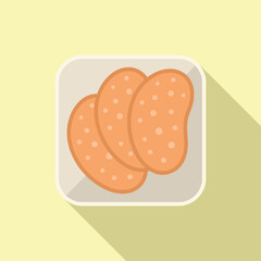 Sausage airline food icon flat vector. Flight meal
