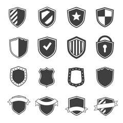 Set of security labels black color and flat style isolated on white background. Vector illustration