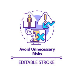 Avoid unnecessary risks concept icon. Emergency preparedness tip abstract idea thin line illustration. Reducing hazards. Isolated outline drawing. Editable stroke. Arial, Myriad Pro-Bold fonts used